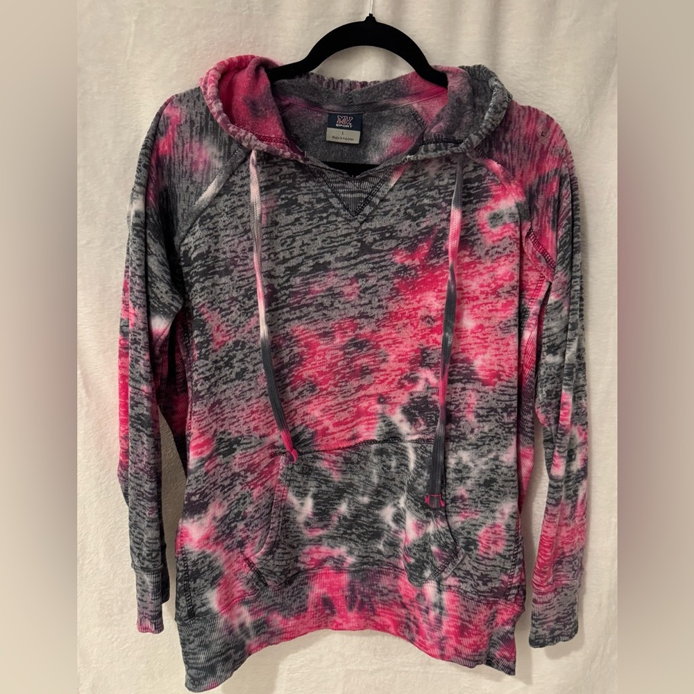MV Sport Pink and Gray Tie-Dye Sweatshirt